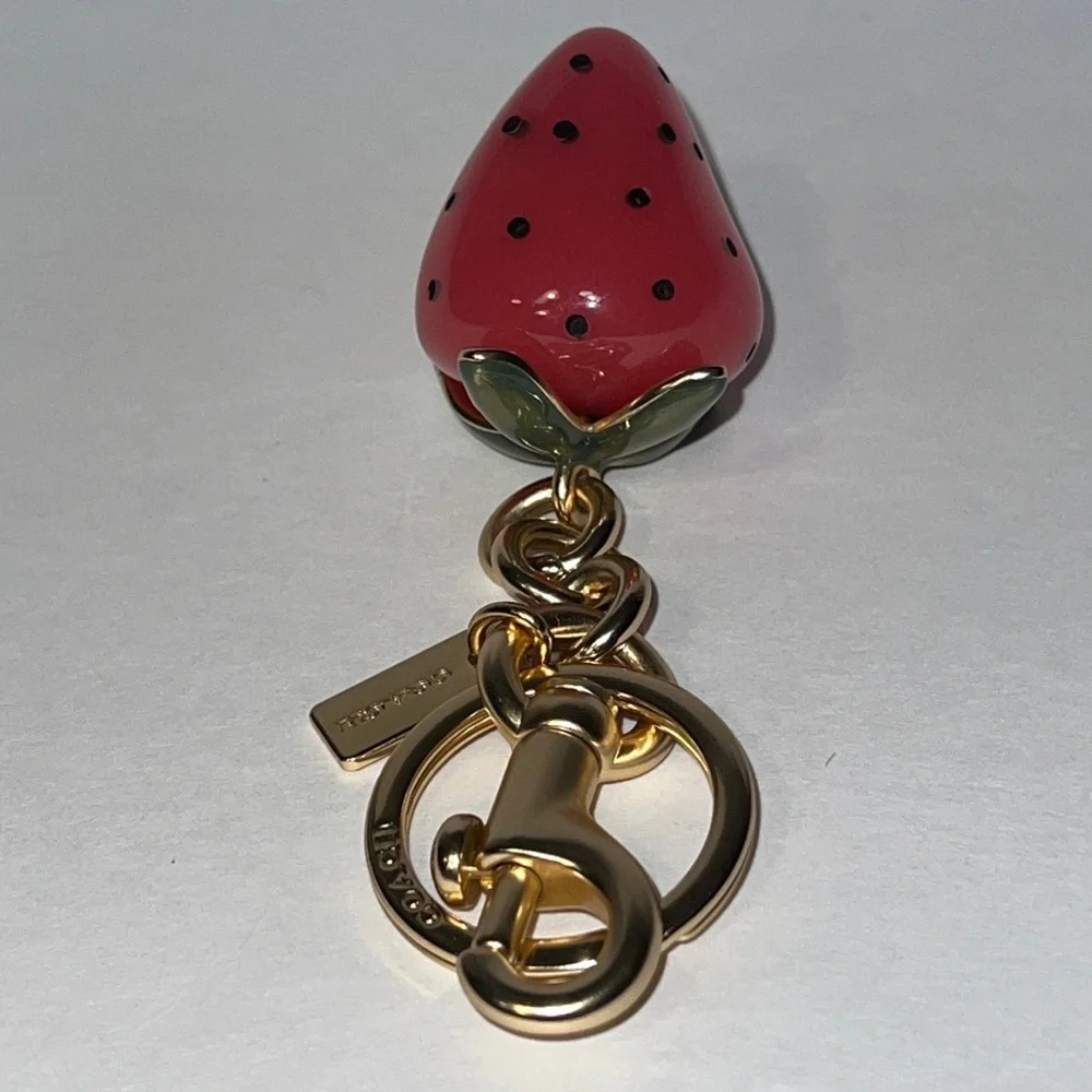 Coach Strawberry Purse Charm and Keychain with Gold Accents Like NEW! - Picture 4 of 6
